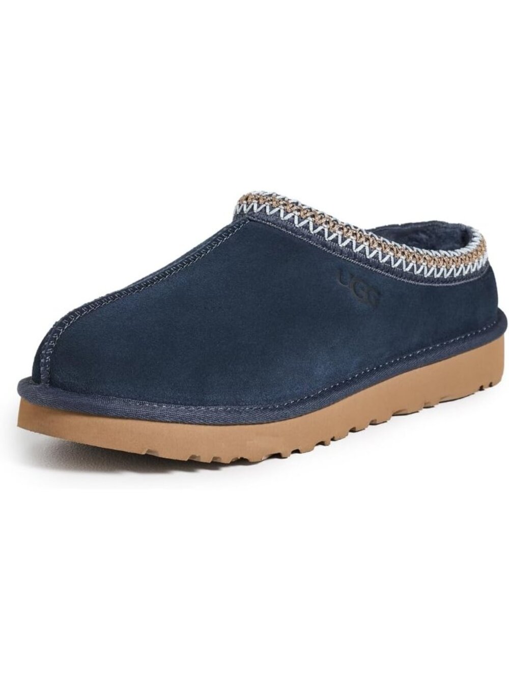 Womens Dark Indigo Suede UGG Tasman II Slipper Heat Embossed Braided Slippers